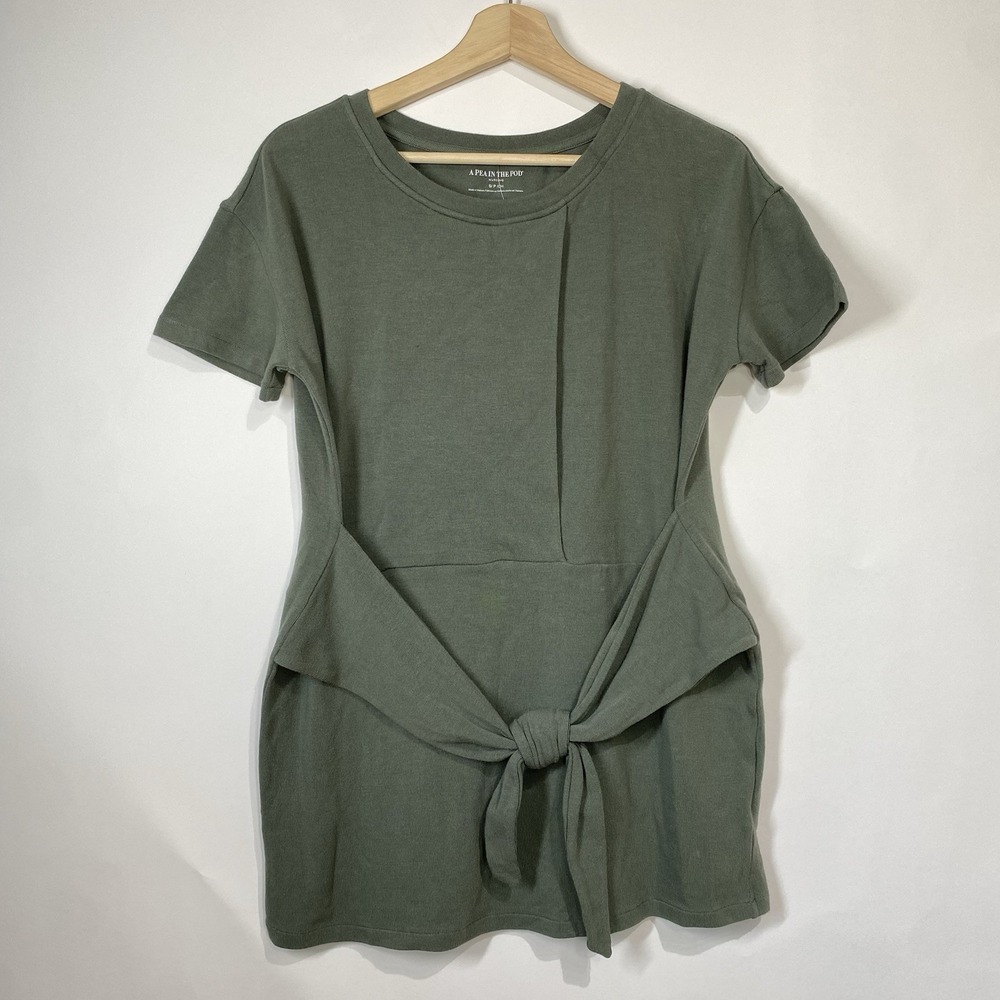 A Pea In The Pod Maternity Top Tie Front Short Sleeve Size S Green Casual Comfy